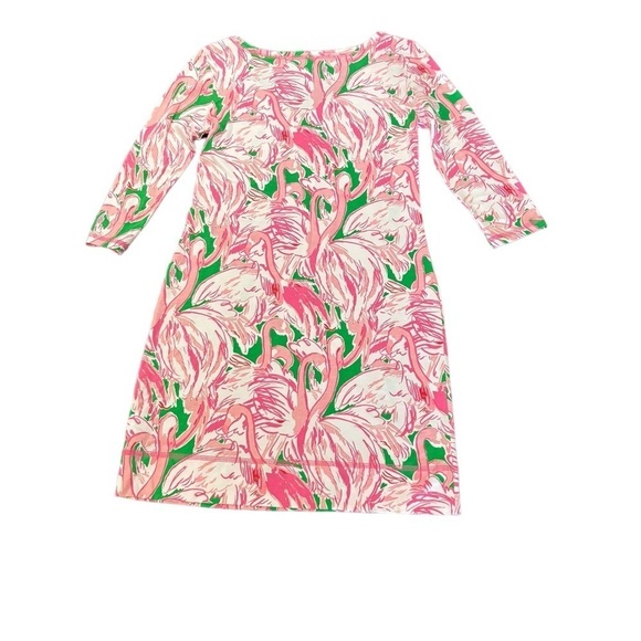 LILLY PULITZER Womens XS Pink Colony Flamingo Print Cotton Palmetto Shif… - Picture 3 of 9